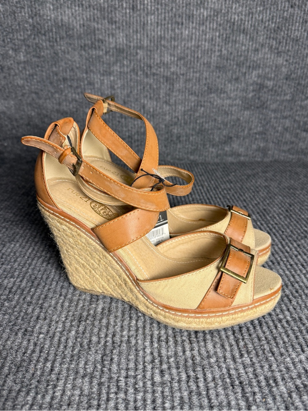 Rue 21 Espadrille Wedge Sandals in Tan and Beige - Size 8/9 NWT